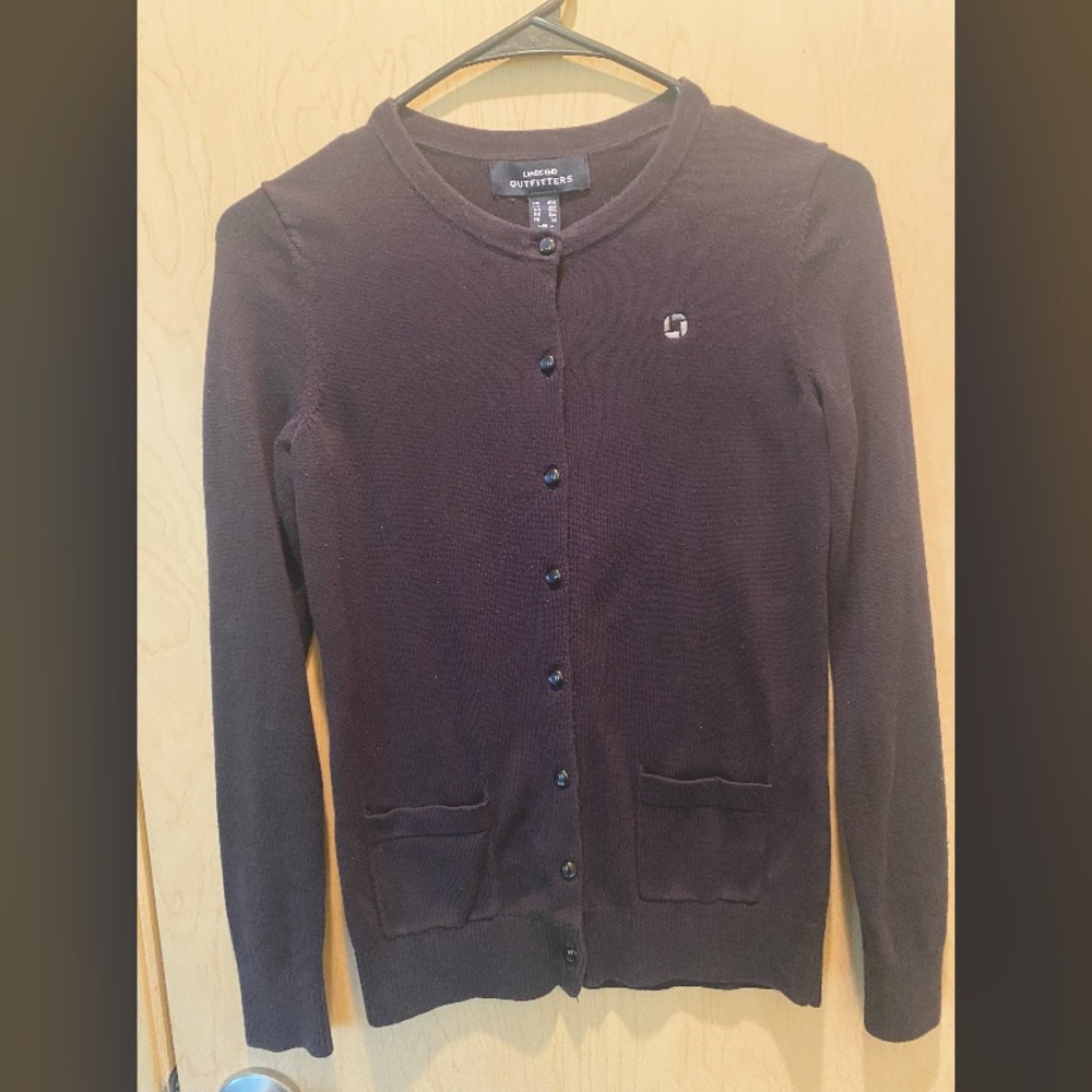 Land’s End, Chase Navy Long-Sleeve Button-Up Cardigan Sweater, Size XXS